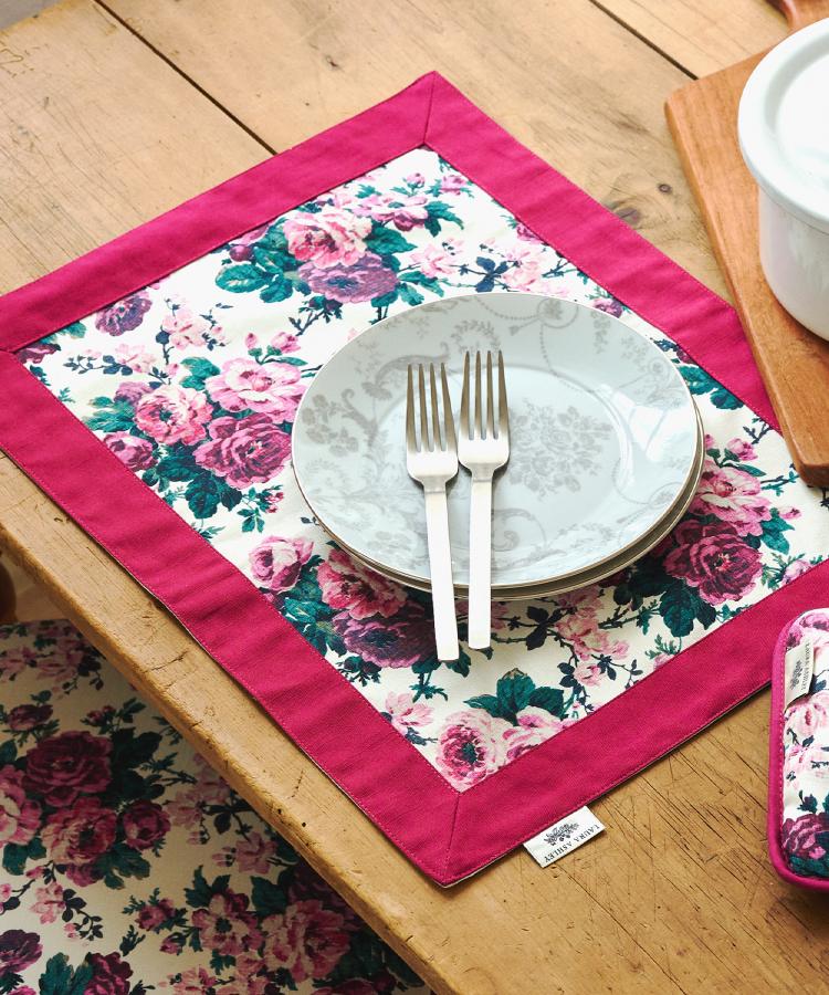 ローラ アシュレイ LAURA ASHLEY エレンボロー ローズ柄 プレースマット （ボルドー(164)） ボルドー(164)