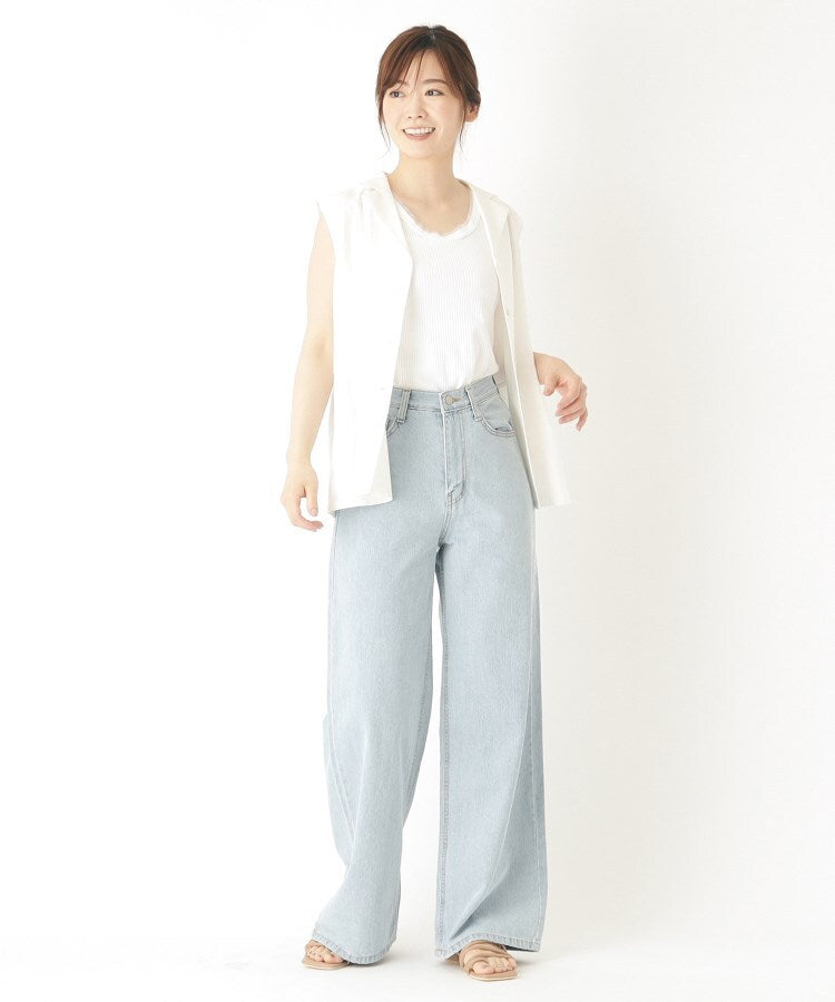 ローラ アシュレイ LAURA ASHLEY 【綿混素材】チュールタンクトップ （グリーン(025)） グリーン(025)