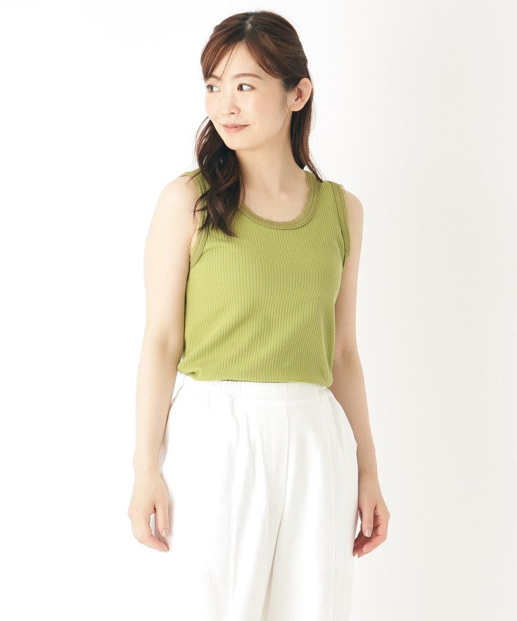 ローラ アシュレイ LAURA ASHLEY 【綿混素材】チュールタンクトップ （グリーン(025)） グリーン(025)