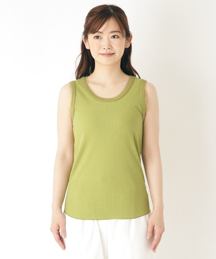 ローラ アシュレイ LAURA ASHLEY 【綿混素材】チュールタンクトップ （グリーン(025)） グリーン(025)