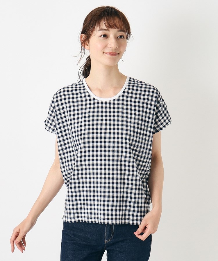 ローラ アシュレイ LAURA ASHLEY 【日本製／コットンリネン布帛×天竺／ワンマイルウエア】 ドロップ袖Tシャツ （ブラック(219)） ブラック(219)