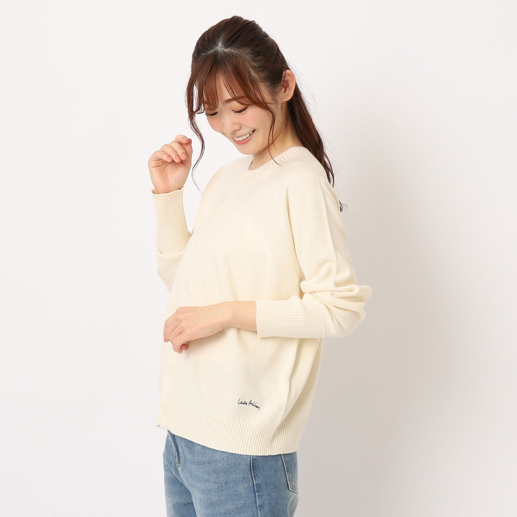 ローラ アシュレイ LAURA ASHLEY コットンカシミヤカーディガン （グリーン(022)） グリーン(022)