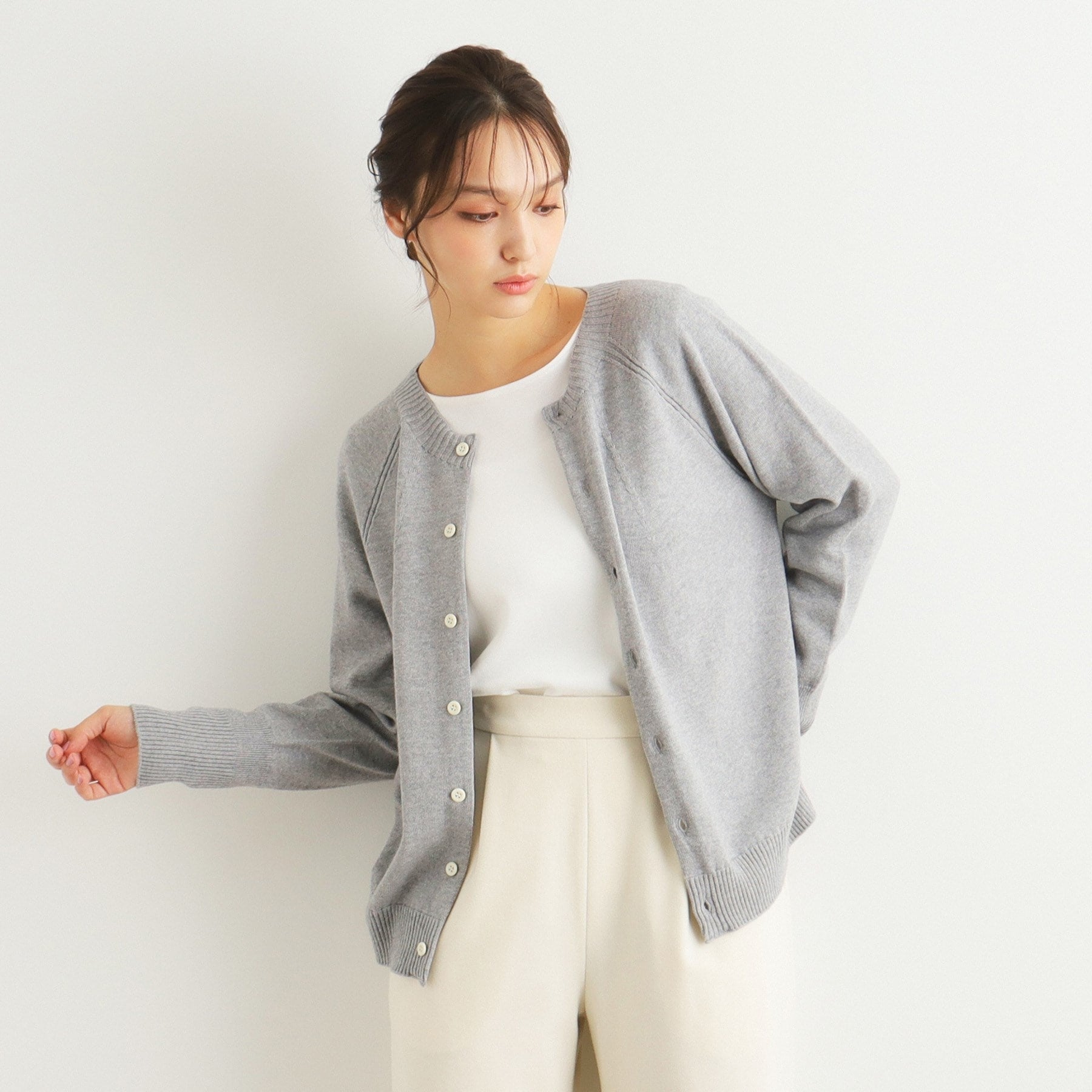 ローラ アシュレイ LAURA ASHLEY コットンカシミヤカーディガン （グリーン(022)） グリーン(022)