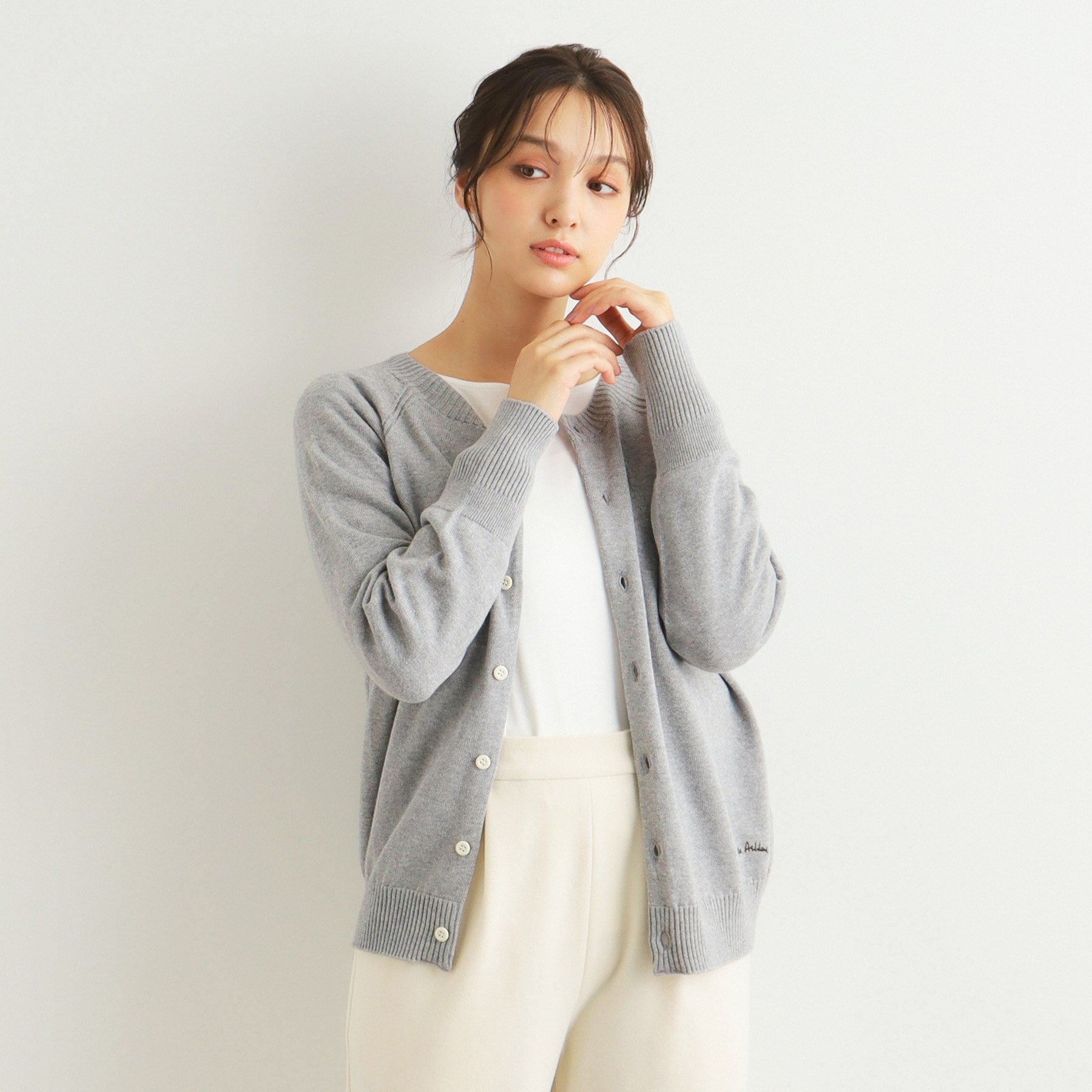 ローラ アシュレイ LAURA ASHLEY コットンカシミヤカーディガン （グリーン(022)） グリーン(022)