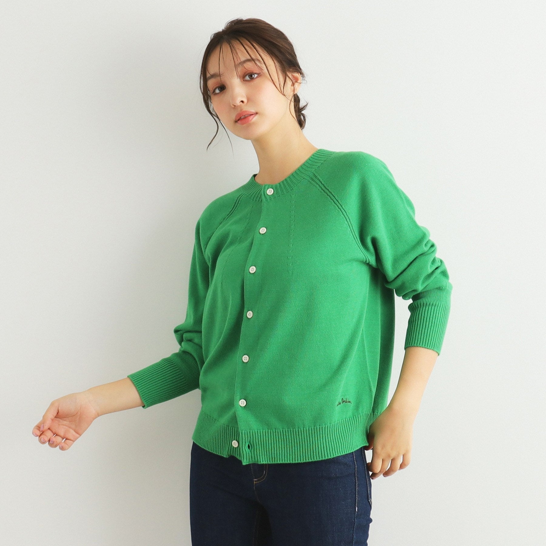 ローラ アシュレイ LAURA ASHLEY コットンカシミヤカーディガン （グリーン(022)） グリーン(022)