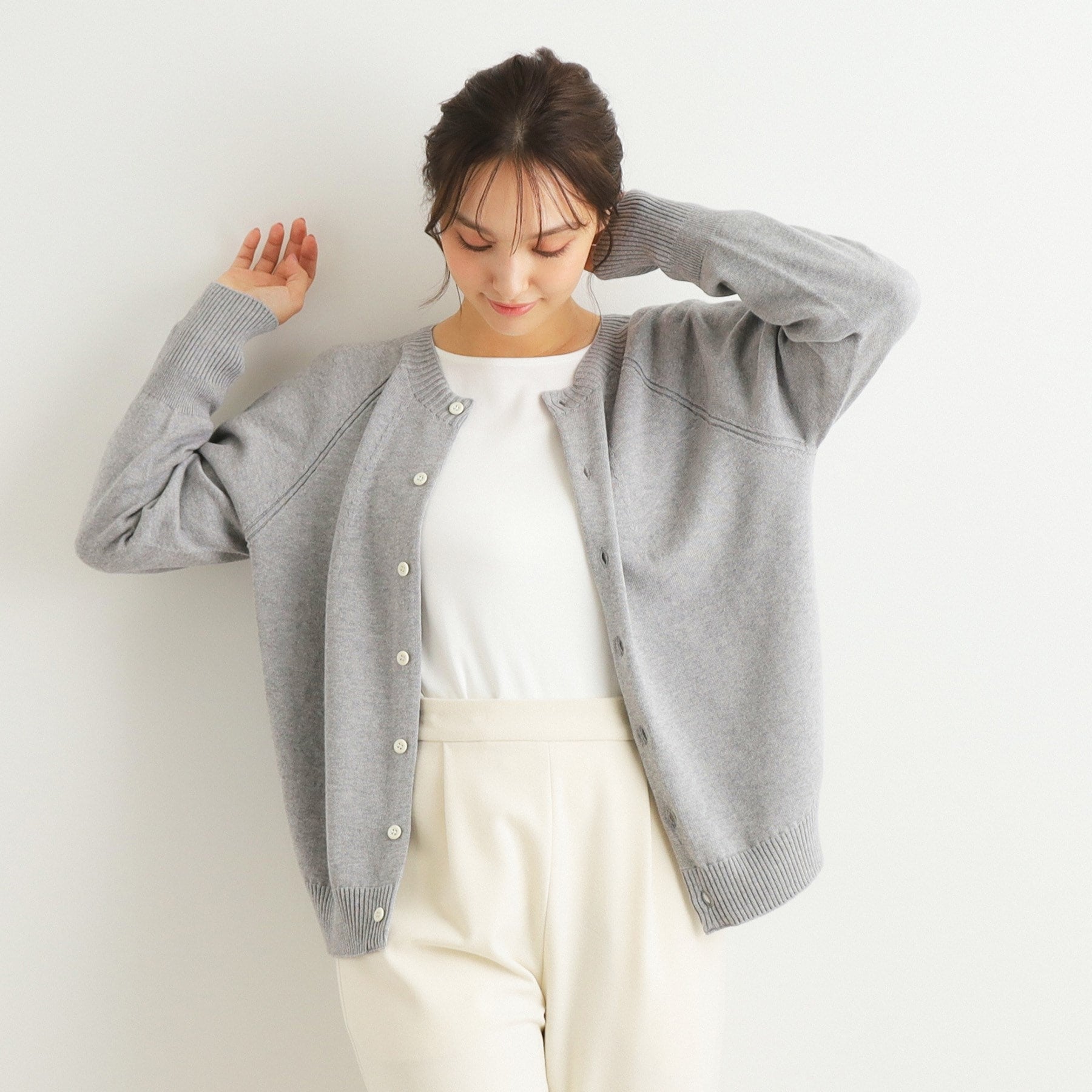 ローラ アシュレイ LAURA ASHLEY コットンカシミヤカーディガン （チャコールグレー(013)） チャコールグレー(013)