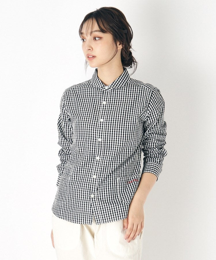 ローラ アシュレイ LAURA ASHLEY 【Lサイズあり／日本製／ワンマイルウエア】丸衿ロゴ刺しゅうシャツ （ブラック(219)） ブラック(219)