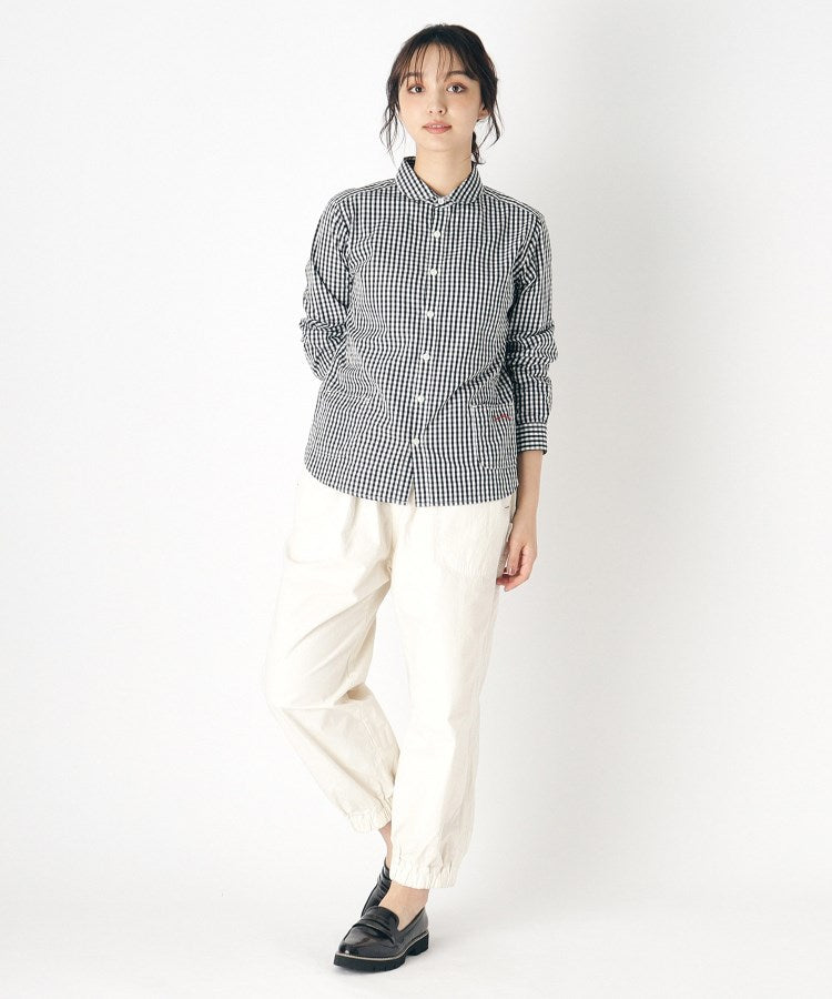 ローラ アシュレイ LAURA ASHLEY 【Lサイズあり／日本製／ワンマイルウエア】丸衿ロゴ刺しゅうシャツ （ブラック(219)） ブラック(219)