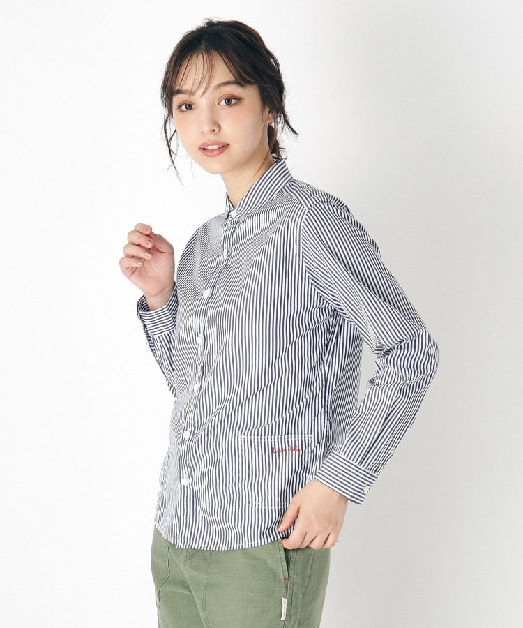 ローラ アシュレイ LAURA ASHLEY 【Lサイズあり／日本製／ワンマイルウエア】丸衿ロゴ刺しゅうシャツ （ブラック(219)） ブラック(219)