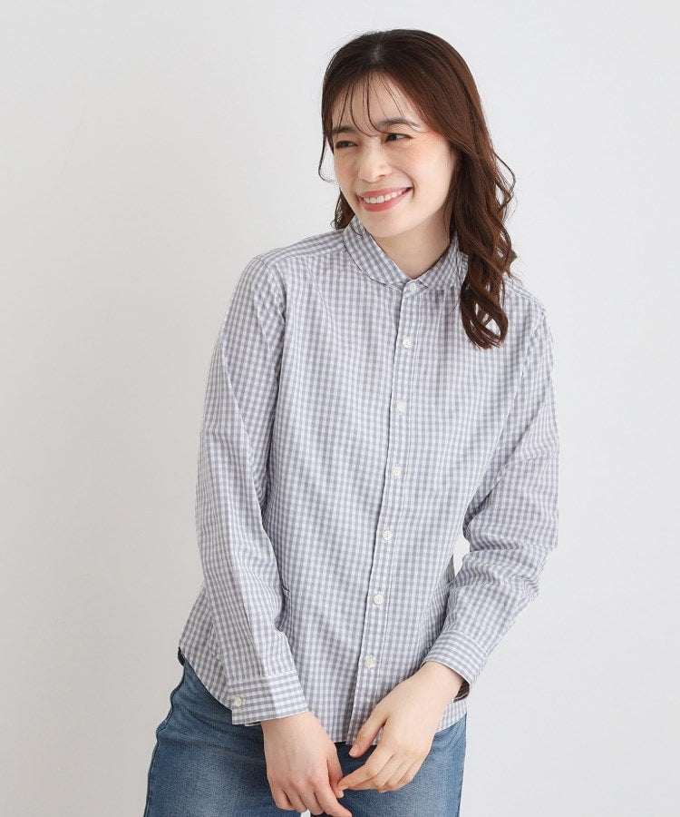 ローラ アシュレイ LAURA ASHLEY 【Lサイズあり／日本製／ワンマイルウエア】丸衿ロゴ刺しゅうシャツ （ブラック(219)） ブラック(219)