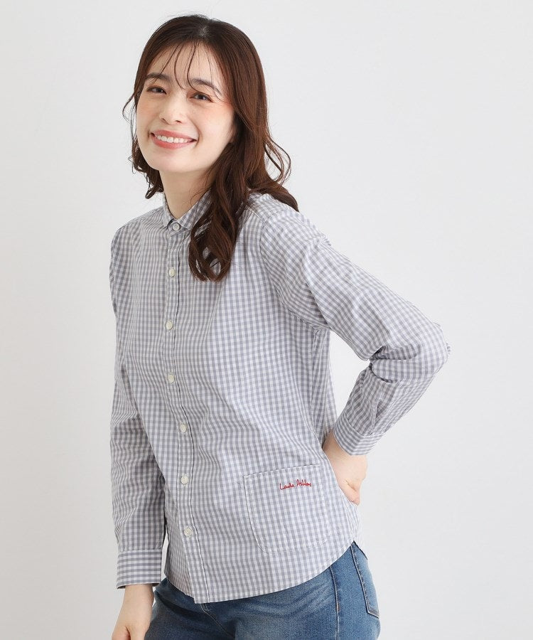 ローラ アシュレイ LAURA ASHLEY 【Lサイズあり／日本製／ワンマイルウエア】丸衿ロゴ刺しゅうシャツ （ブラック(219)） ブラック(219)