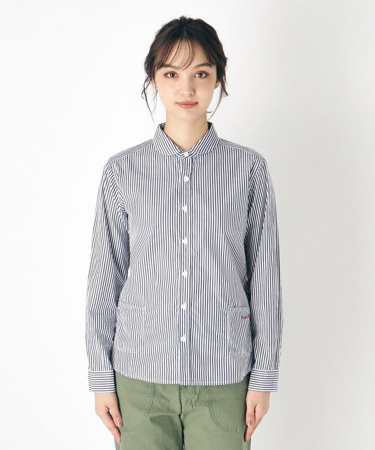 ローラ アシュレイ LAURA ASHLEY 【Lサイズあり／日本製／ワンマイルウエア】丸衿ロゴ刺しゅうシャツ （ブラック(219)） ブラック(219)