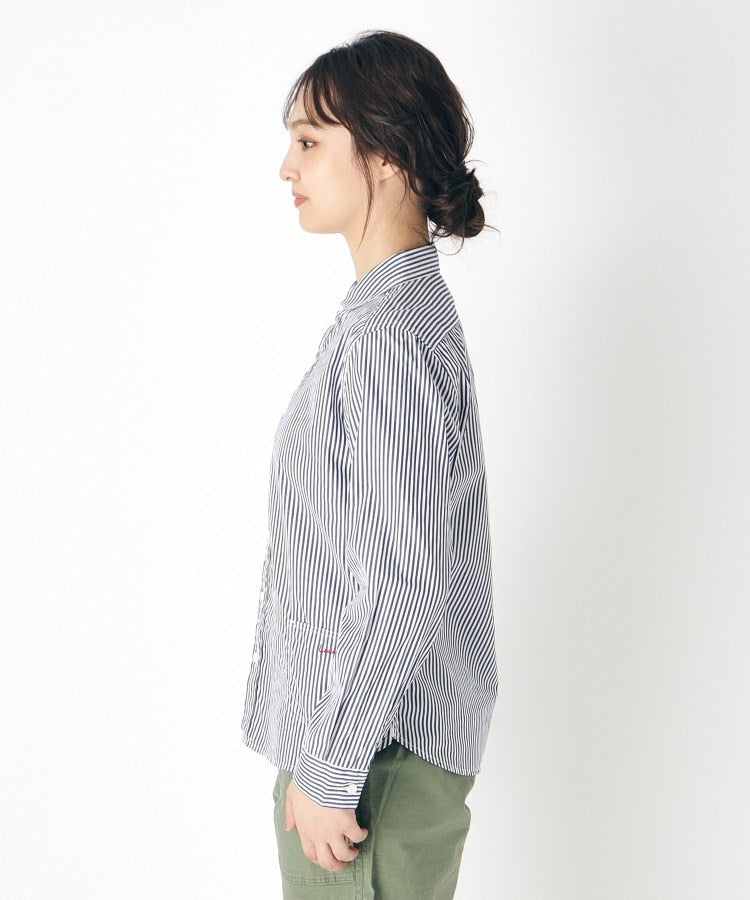ローラ アシュレイ LAURA ASHLEY 【Lサイズあり／日本製／ワンマイルウエア】丸衿ロゴ刺しゅうシャツ （ブラック(219)） ブラック(219)