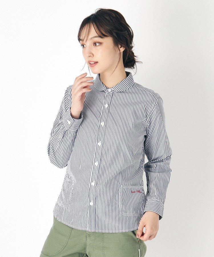 ローラ アシュレイ LAURA ASHLEY 【Lサイズあり／日本製／ワンマイルウエア】丸衿ロゴ刺しゅうシャツ （ブラック(219)） ブラック(219)