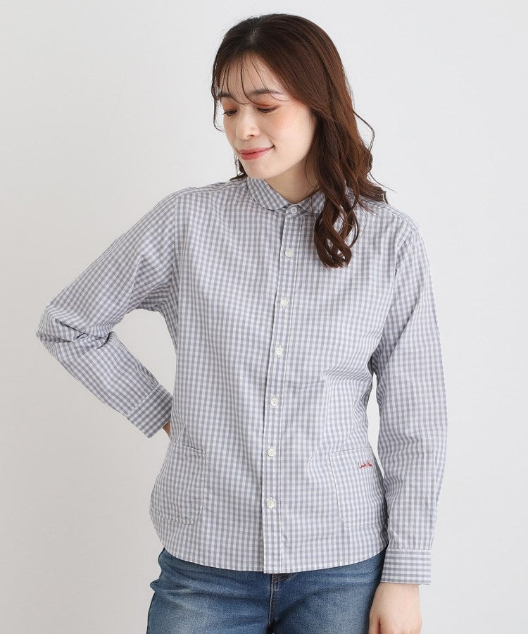 ローラ アシュレイ LAURA ASHLEY 【Lサイズあり／日本製／ワンマイルウエア】丸衿ロゴ刺しゅうシャツ （ブラック(219)） ブラック(219)