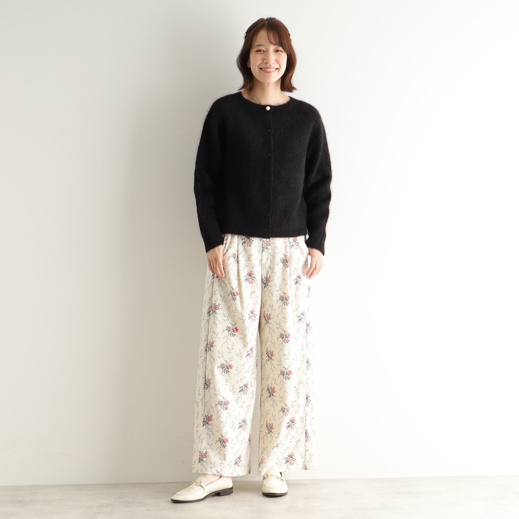 ローラ アシュレイ LAURA ASHLEY 【ウエストゴム／3colors】コーデュロイ ワイドパンツ