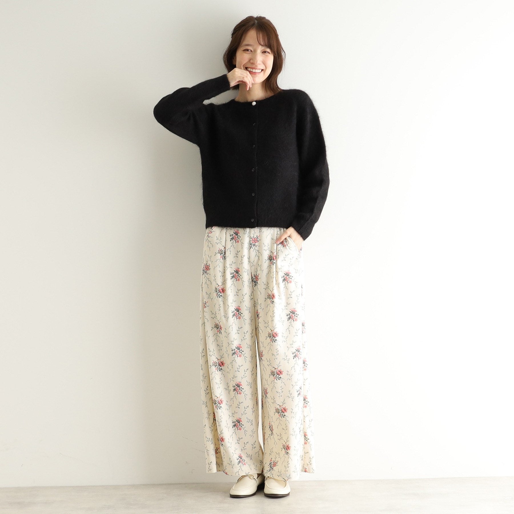 ローラ アシュレイ LAURA ASHLEY 【ウエストゴム／3colors】コーデュロイ ワイドパンツ