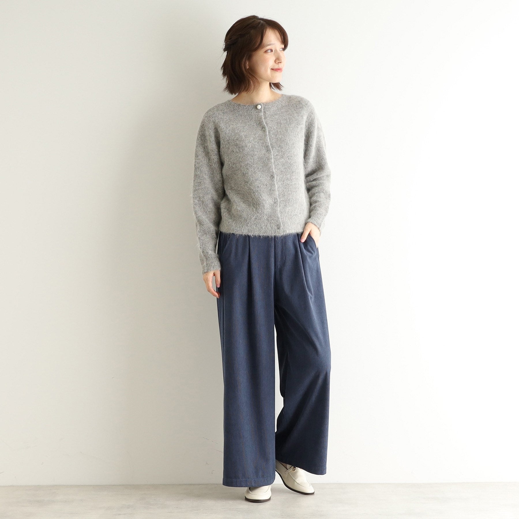 ローラ アシュレイ LAURA ASHLEY 【ウエストゴム／3colors】コーデュロイ ワイドパンツ