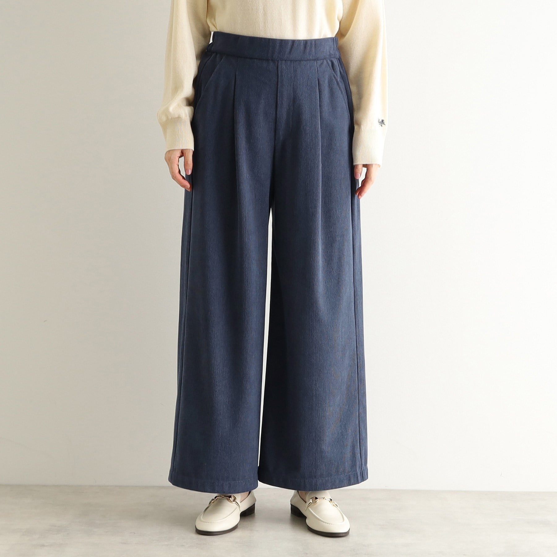 ローラ アシュレイ LAURA ASHLEY 【ウエストゴム／3colors】コーデュロイ ワイドパンツ