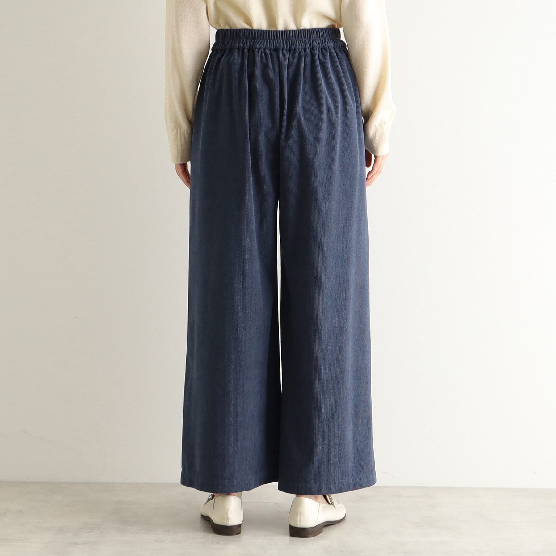 ローラ アシュレイ LAURA ASHLEY 【ウエストゴム／3colors】コーデュロイ ワイドパンツ