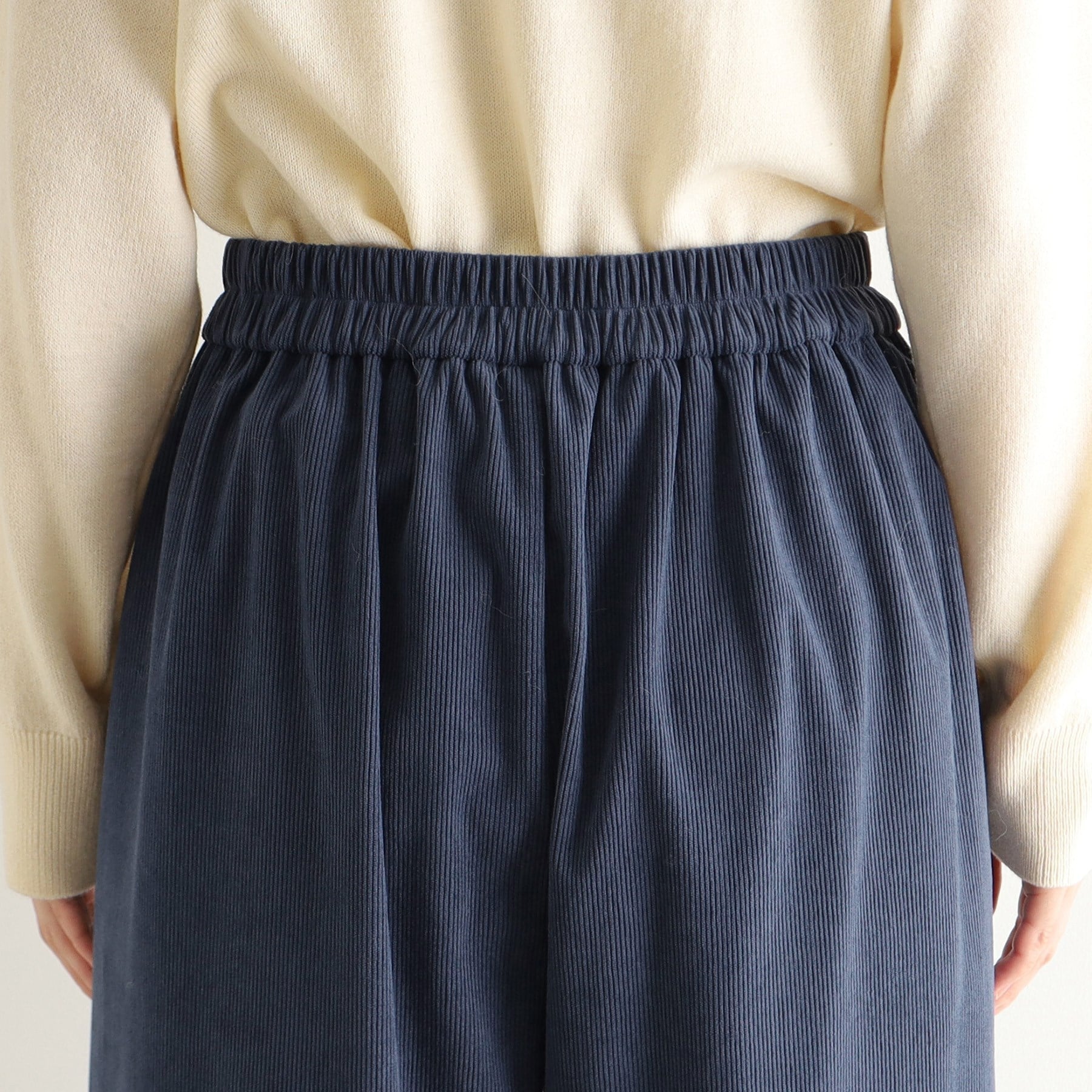 ローラ アシュレイ LAURA ASHLEY 【ウエストゴム／3colors】コーデュロイ ワイドパンツ