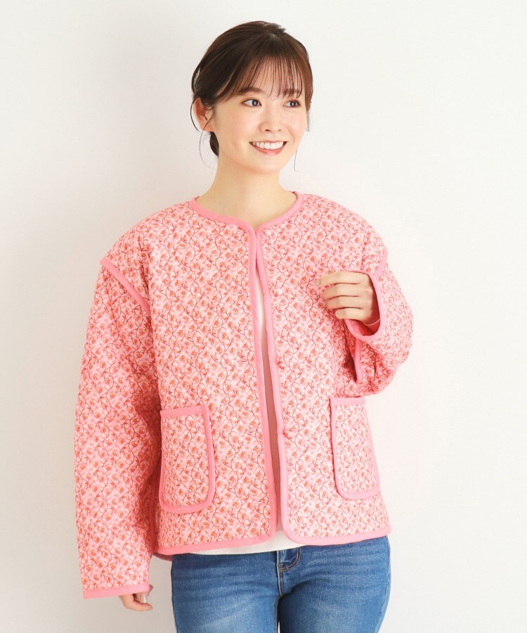 ローラ アシュレイ LAURA ASHLEY コッタムコーンフラワー柄 リバーシブル キルトジャケット （イエロー(132)） イエロー(132)