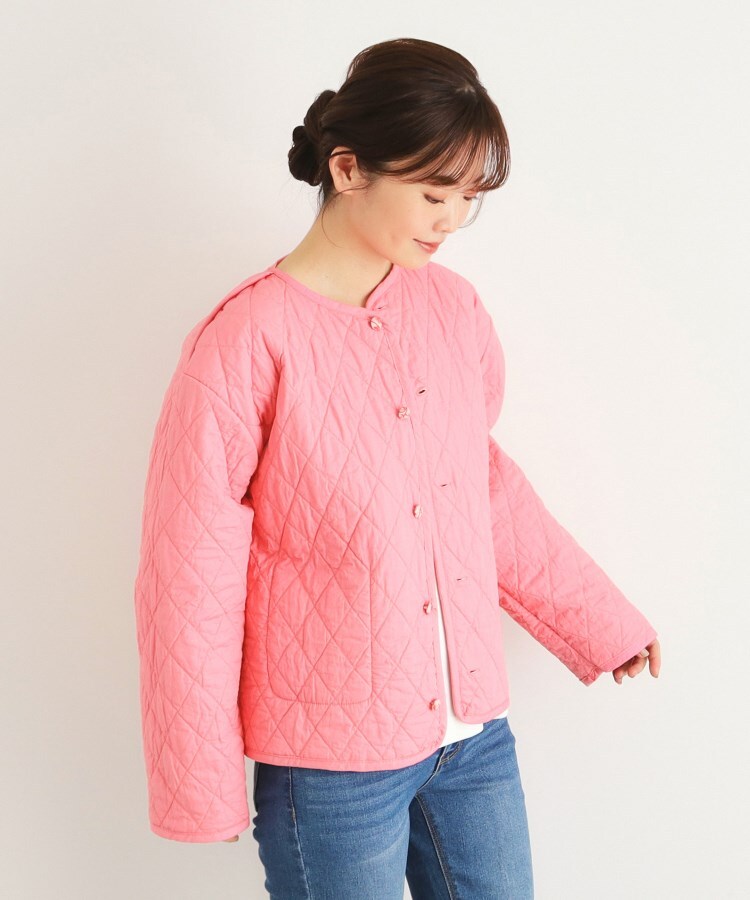 ローラ アシュレイ LAURA ASHLEY コッタムコーンフラワー柄 リバーシブル キルトジャケット （イエロー(132)） イエロー(132)