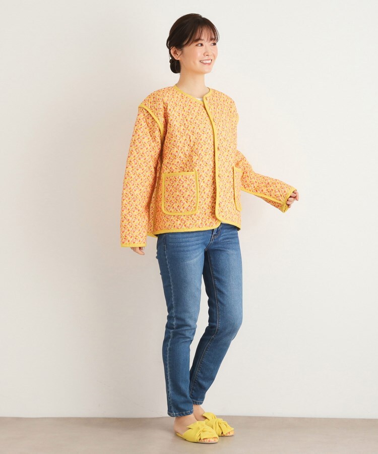 ローラ アシュレイ LAURA ASHLEY コッタムコーンフラワー柄 リバーシブル キルトジャケット （イエロー(132)） イエロー(132)