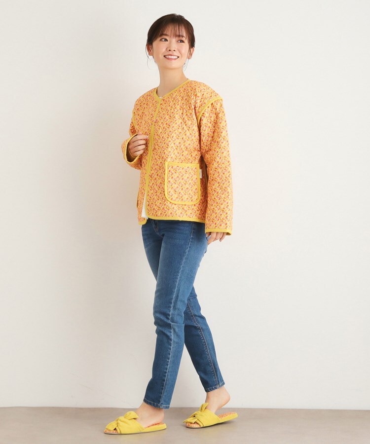 ローラ アシュレイ LAURA ASHLEY コッタムコーンフラワー柄 リバーシブル キルトジャケット （イエロー(132)） イエロー(132)