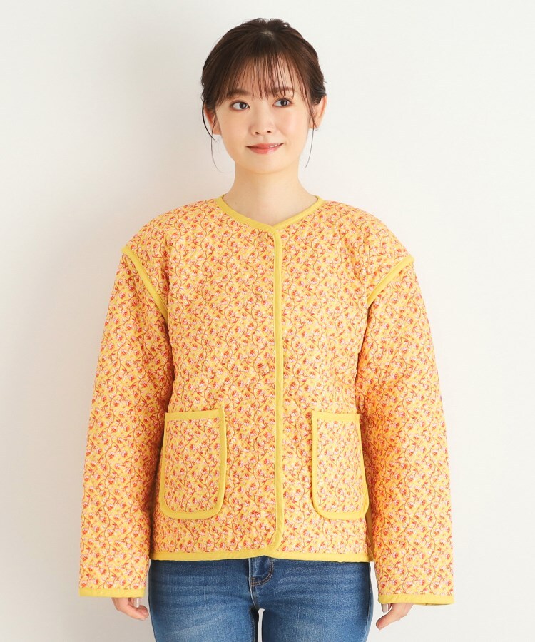 ローラ アシュレイ LAURA ASHLEY コッタムコーンフラワー柄 リバーシブル キルトジャケット （イエロー(132)） イエロー(132)