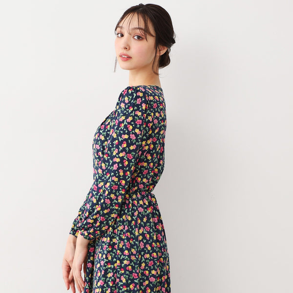 LAURA ASHLEY / ローラ アシュレイ 【ジャージ素材／洗える／同柄アイテムあり】ポリアンサス柄 プルオーバー WEB限定／ジャージ素材】ランナム柄 ワンピース（ミドル