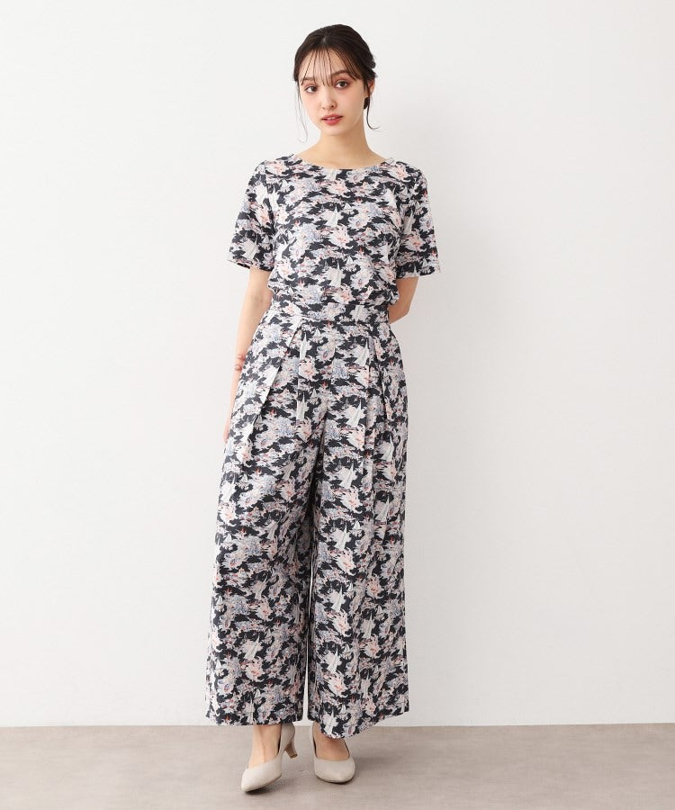 ローラ アシュレイ LAURA ASHLEY 【WEB限定／MーLL3サイズ／コットン100％／上下セット／洗える】リヴィエラ柄 セットアップ （ネイビー(194)） ネイビー(194)