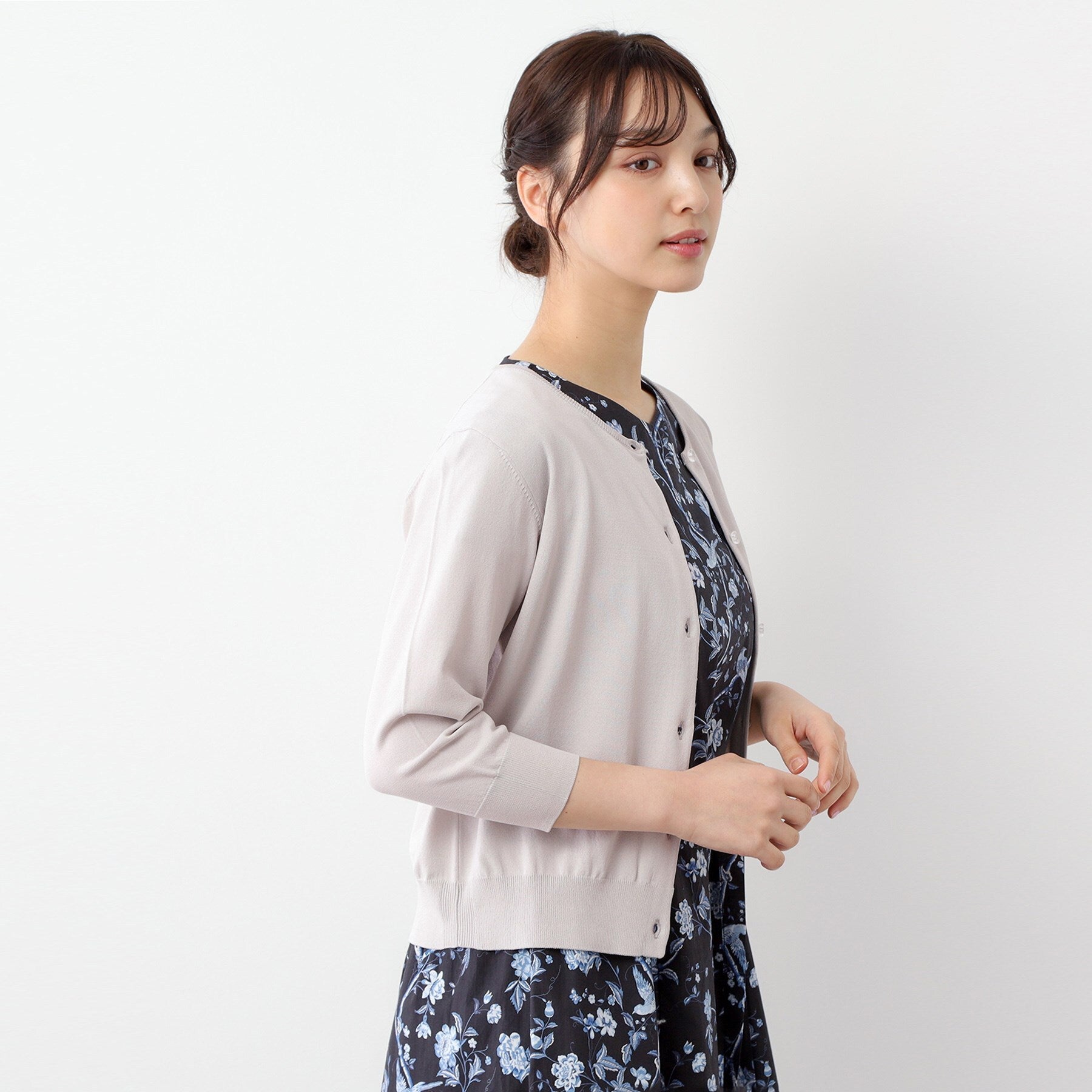 ローラ アシュレイ LAURA ASHLEY 【装飾クリアボタン】 ベーシックカーディガン （ネイビー(094)） ネイビー(094)