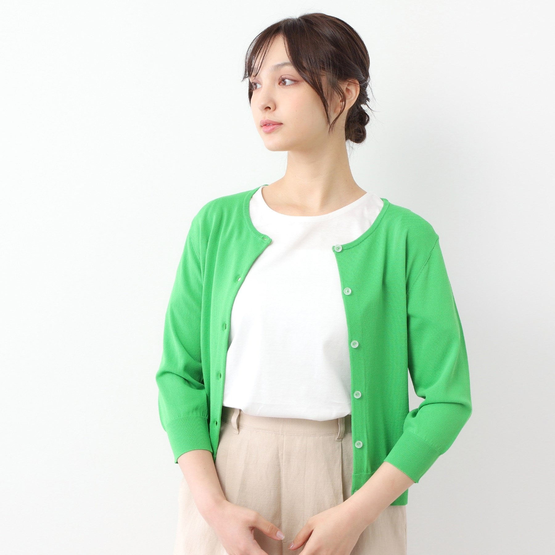 ローラ アシュレイ LAURA ASHLEY 【装飾クリアボタン】 ベーシックカーディガン （ネイビー(094)） ネイビー(094)