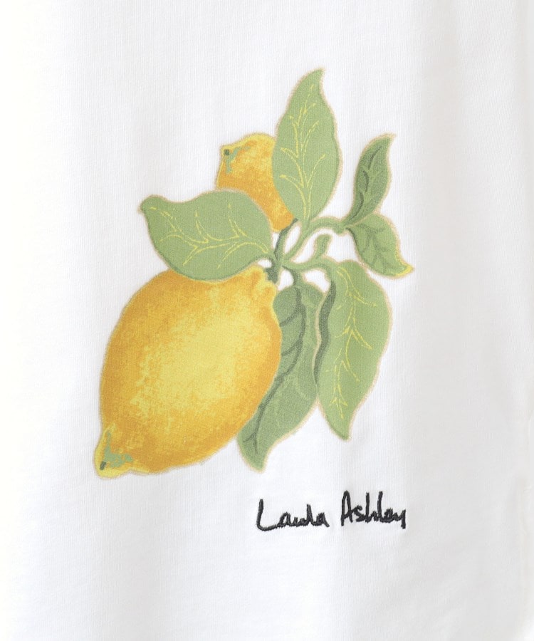 ローラ アシュレイ LAURA ASHLEY 【UVカット／コットン100％】レモン グローブ柄 Tシャツ （オフホワイト(003)） オフホワイト(003)