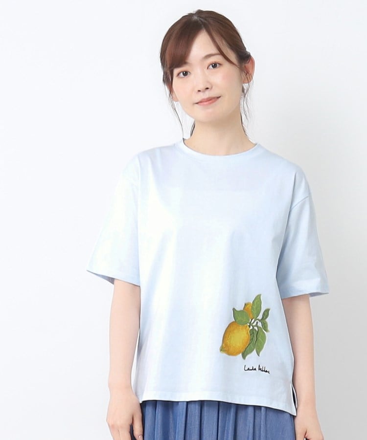 ローラ アシュレイ LAURA ASHLEY 【UVカット／コットン100％】レモン グローブ柄 Tシャツ （オフホワイト(003)） オフホワイト(003)