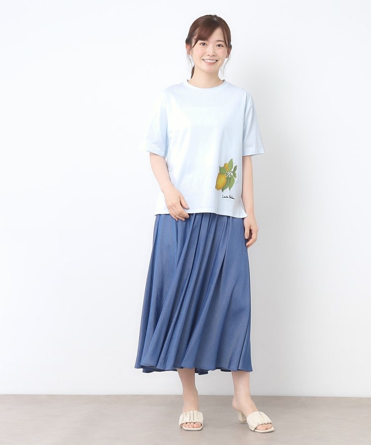 ローラ アシュレイ LAURA ASHLEY 【UVカット／コットン100％】レモン グローブ柄 Tシャツ （オフホワイト(003)） オフホワイト(003)