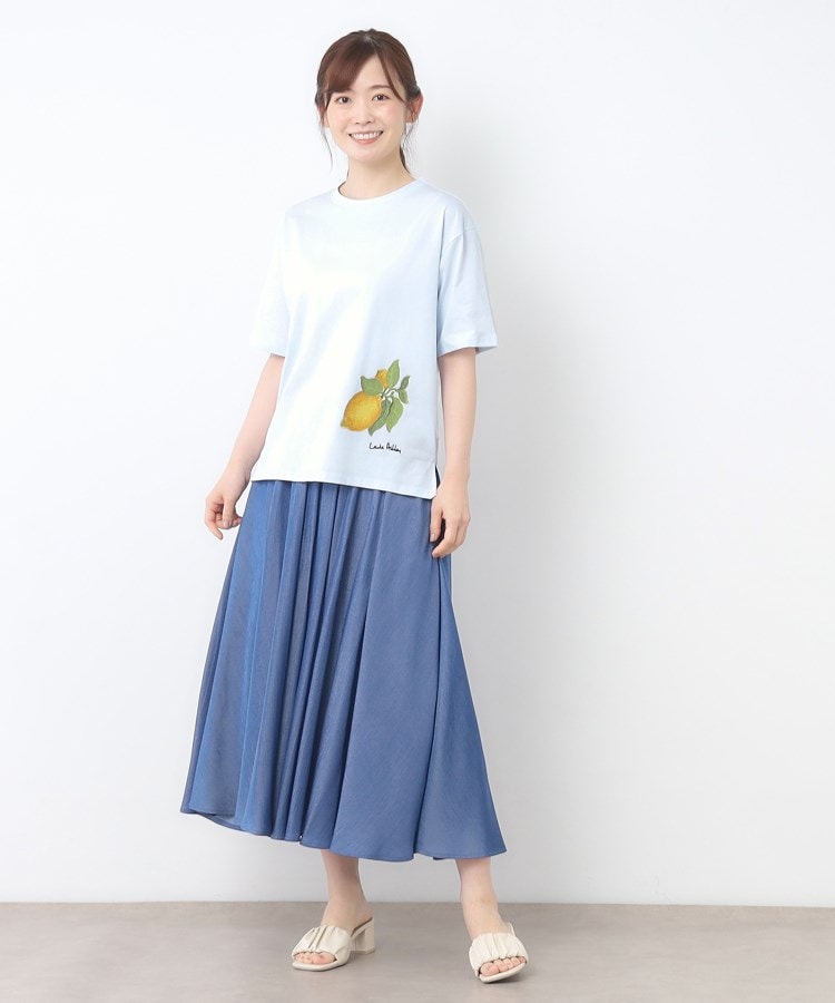 ローラ アシュレイ LAURA ASHLEY 【UVカット／コットン100％】レモン グローブ柄 Tシャツ （オフホワイト(003)） オフホワイト(003)