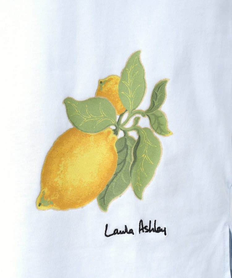 ローラ アシュレイ LAURA ASHLEY 【UVカット／コットン100％】レモン グローブ柄 Tシャツ （オフホワイト(003)） オフホワイト(003)