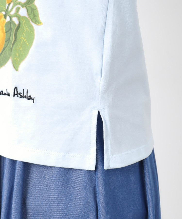 ローラ アシュレイ LAURA ASHLEY 【UVカット／コットン100％】レモン グローブ柄 Tシャツ （オフホワイト(003)） オフホワイト(003)