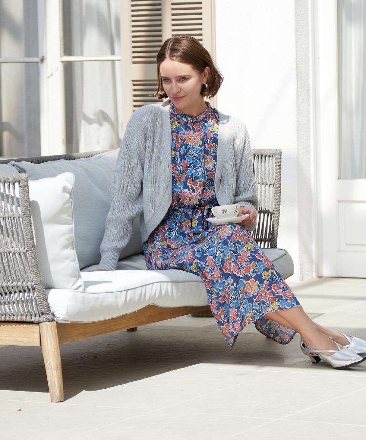 ローラ アシュレイ LAURA ASHLEY 【WEB限定／洗える】ハニーボーン柄 ワンピース （ブルー(192)） ブルー(192)