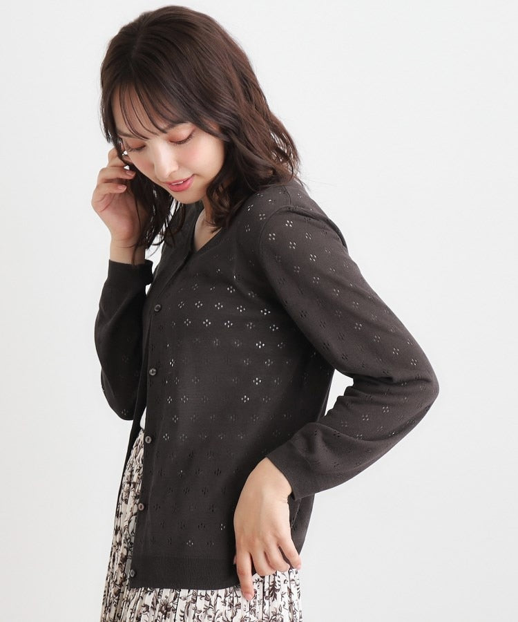 ローラ アシュレイ LAURA ASHLEY 【人気デザイン！アイレット入り】カーディガン （チャコールグレー(014)） チャコールグレー(014)