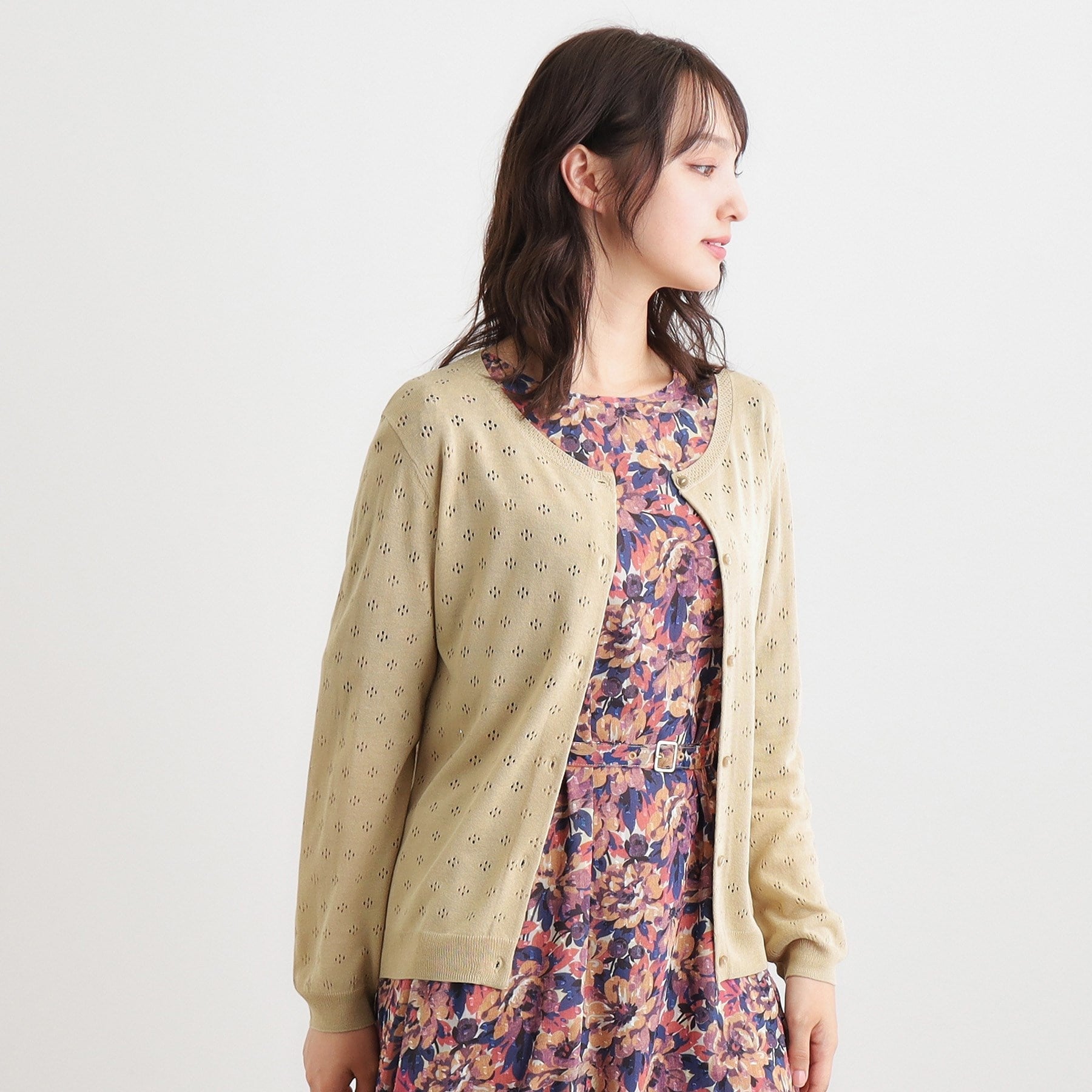ローラ アシュレイ LAURA ASHLEY 【人気デザイン！アイレット入り】カーディガン （ライトグレー(010)） ライトグレー(010)