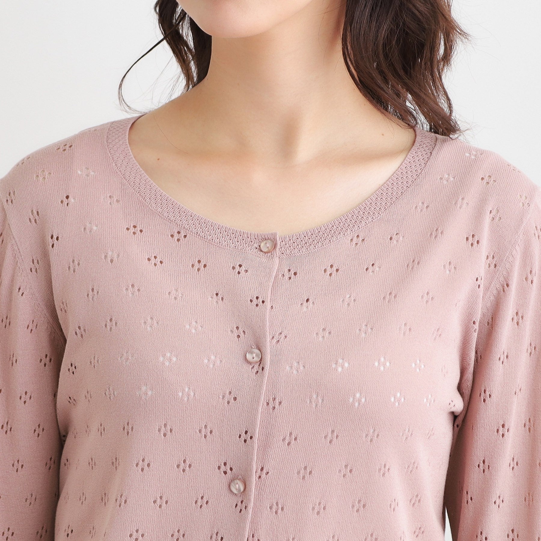 ローラ アシュレイ LAURA ASHLEY 【人気デザイン！アイレット入り】カーディガン （ライトグレー(010)） ライトグレー(010)