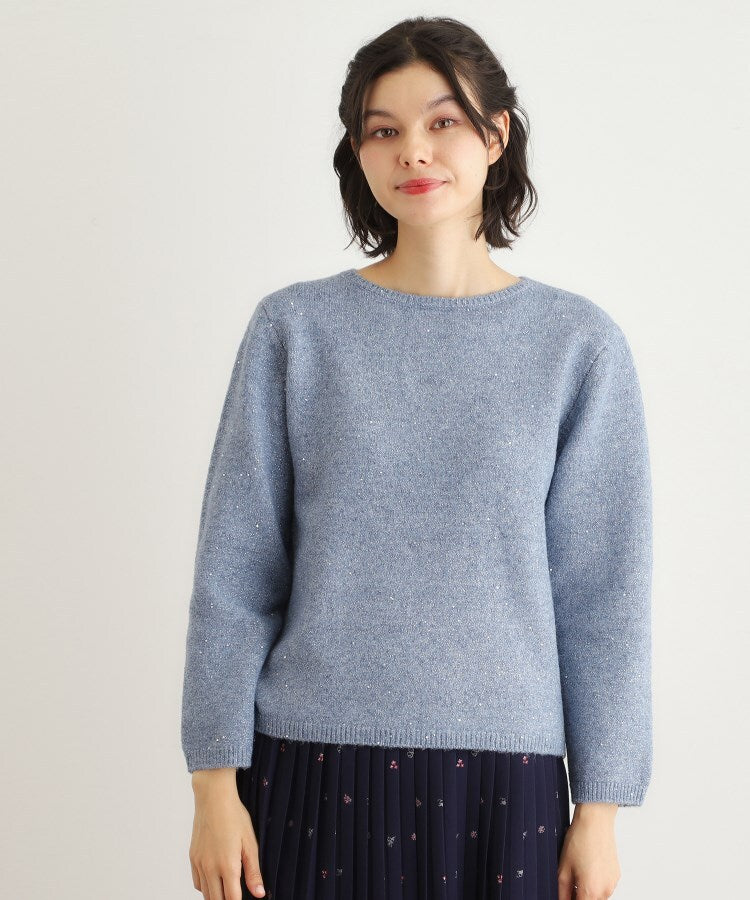 ローラ アシュレイ LAURA ASHLEY 【洗える／ウール混】ミニスパンコール プルオーバーニット （サックスブルー(090)） サックスブルー(090)