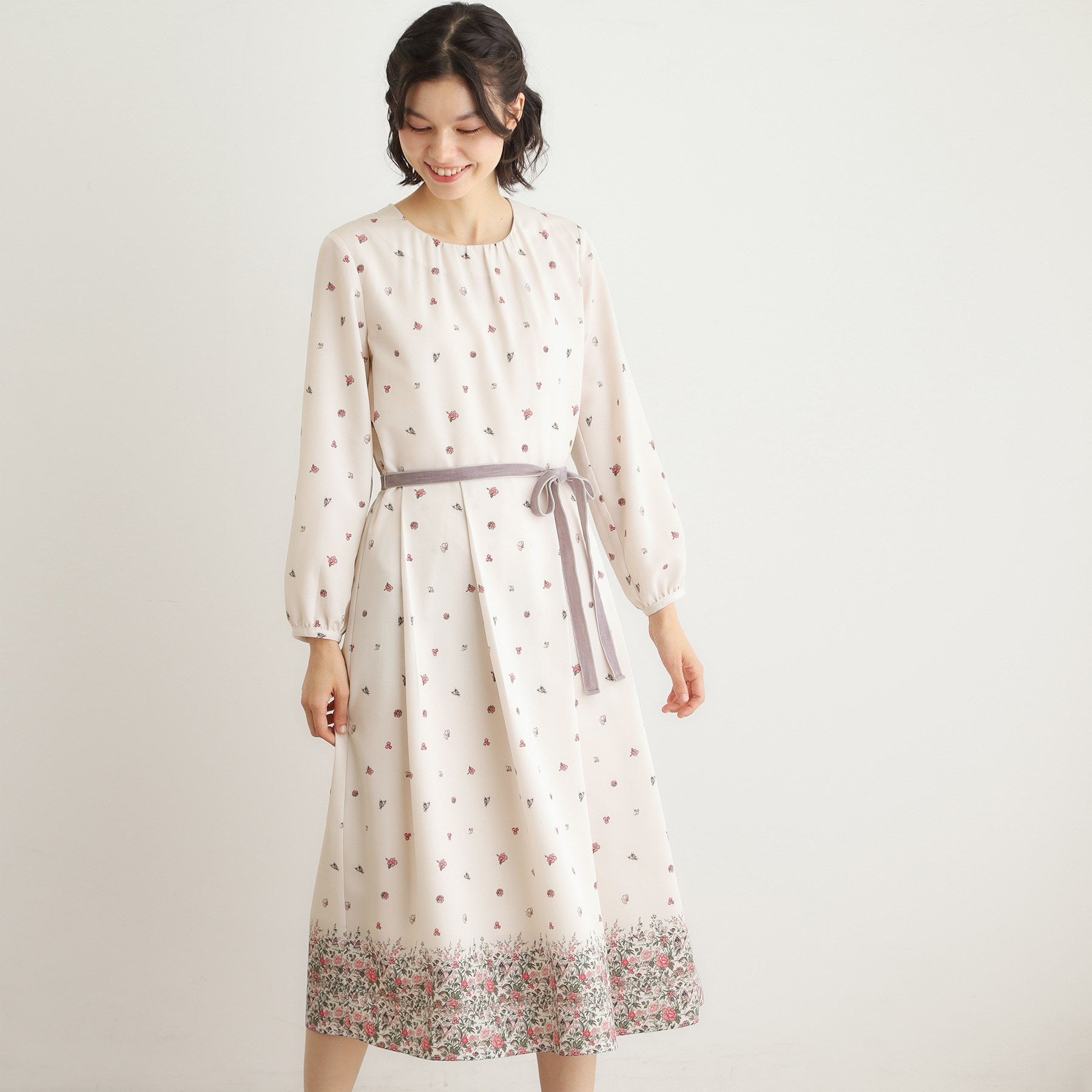 ローラ アシュレイ LAURA ASHLEY 【洗える／同柄アイテムあり】ライリー バタフライズ柄 ワンピース （ベージュ(152)） ベージュ(152)