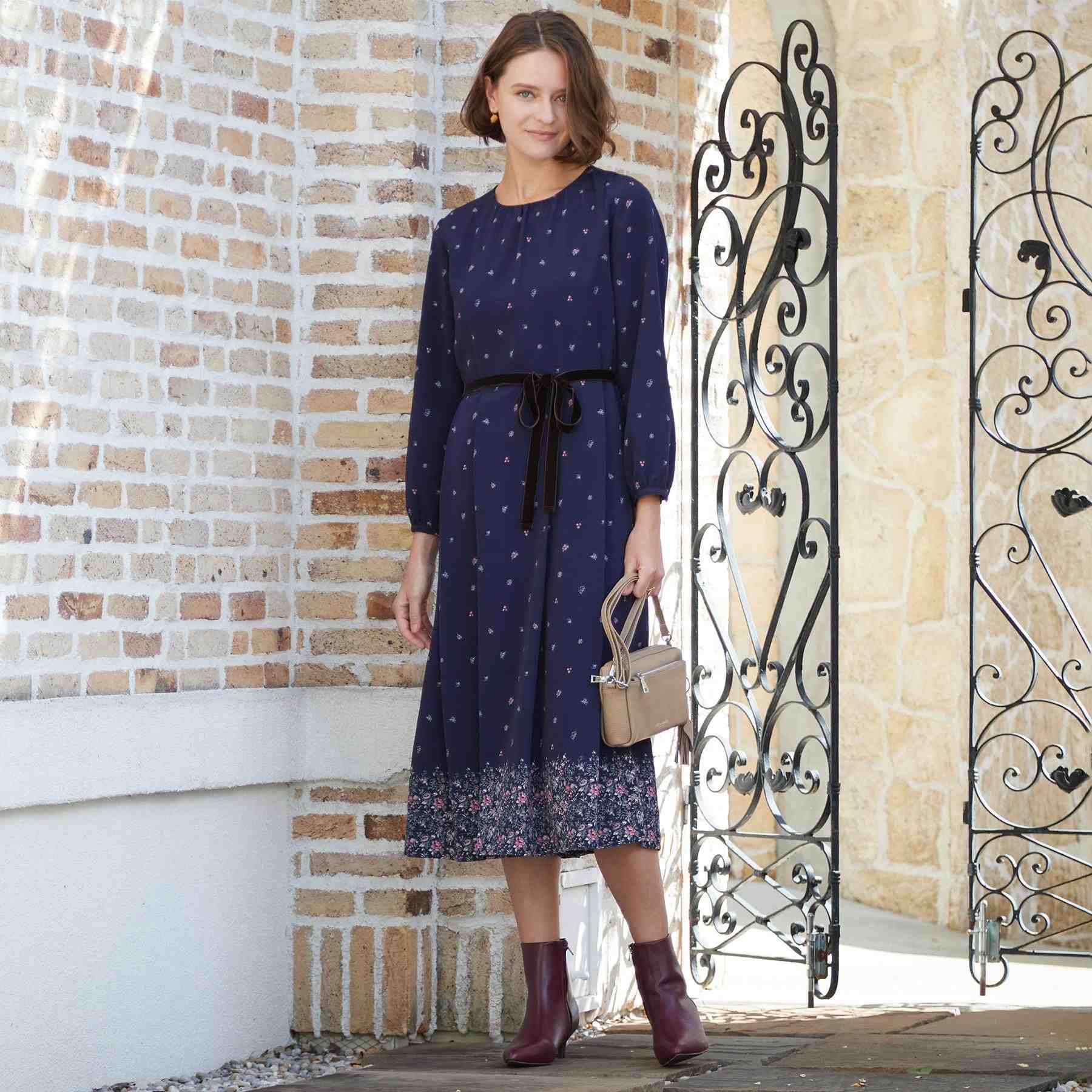 ローラ アシュレイ LAURA ASHLEY 【洗える／同柄アイテムあり】ライリー バタフライズ柄 ワンピース （ベージュ(152)） ベージュ(152)