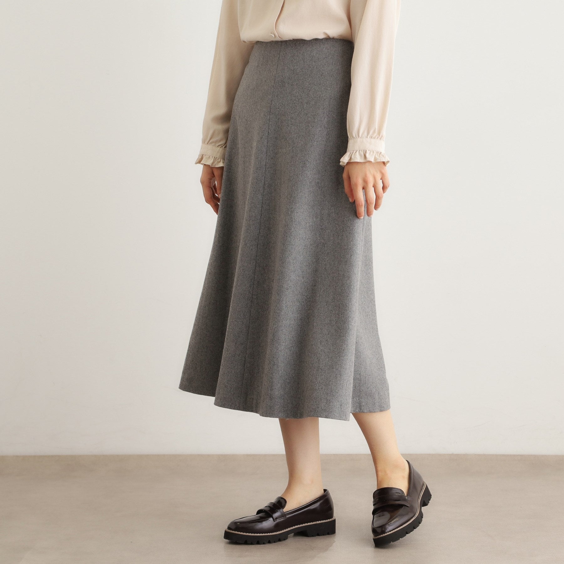 ローラ アシュレイ LAURA ASHLEY 【ウール混】フレアスカート （ライトグレー(011)） ライトグレー(011)