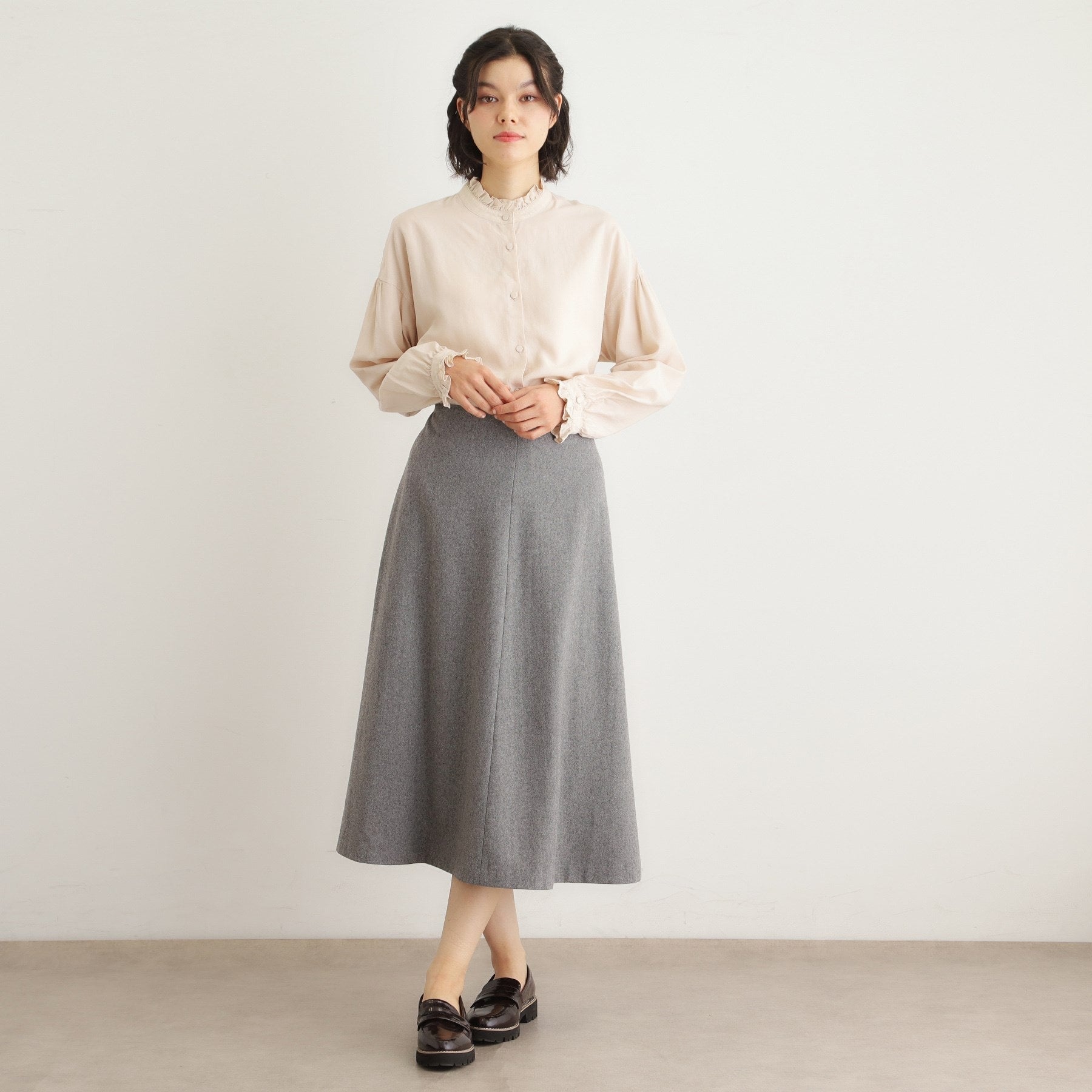 ローラ アシュレイ LAURA ASHLEY 【ウール混】フレアスカート （ライトグレー(011)） ライトグレー(011)