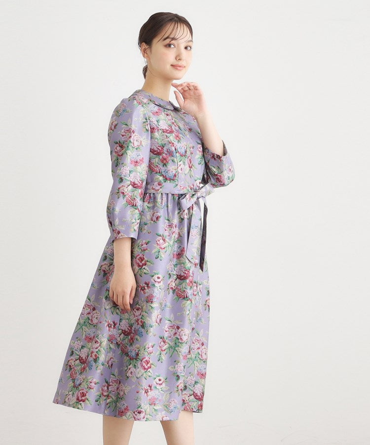 ローラ アシュレイ LAURA ASHLEY 【WEB限定／9分袖／M＿LL 3サイズ】ペンブリー柄 シャンタンワンピース （ピンク(175)） ピンク(175)